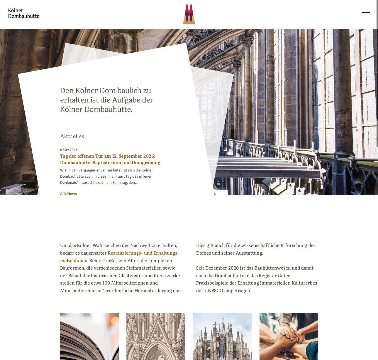 TYPO3-Website der Kölner Dombauhütte